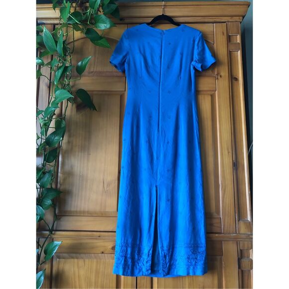 Talbots Fitted Silhouette Maxi Embroidered Dress SZ 8 - Picture 7 of 14